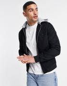 Asos Design Bomber Jacket With Jersey Hood In Black