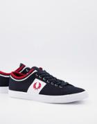 Fred Perry Underspin Tipped Cuff Twill Sneakers In Navy