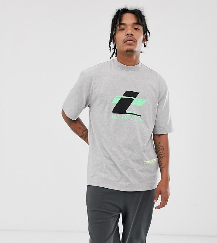 Collusion T-shirt With Print In Gray - White