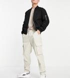 New Look Cord Cargos With Elastic Waist In Stone-neutral