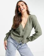 Jdy Balloon Sleeve Cardigan In Khaki-green