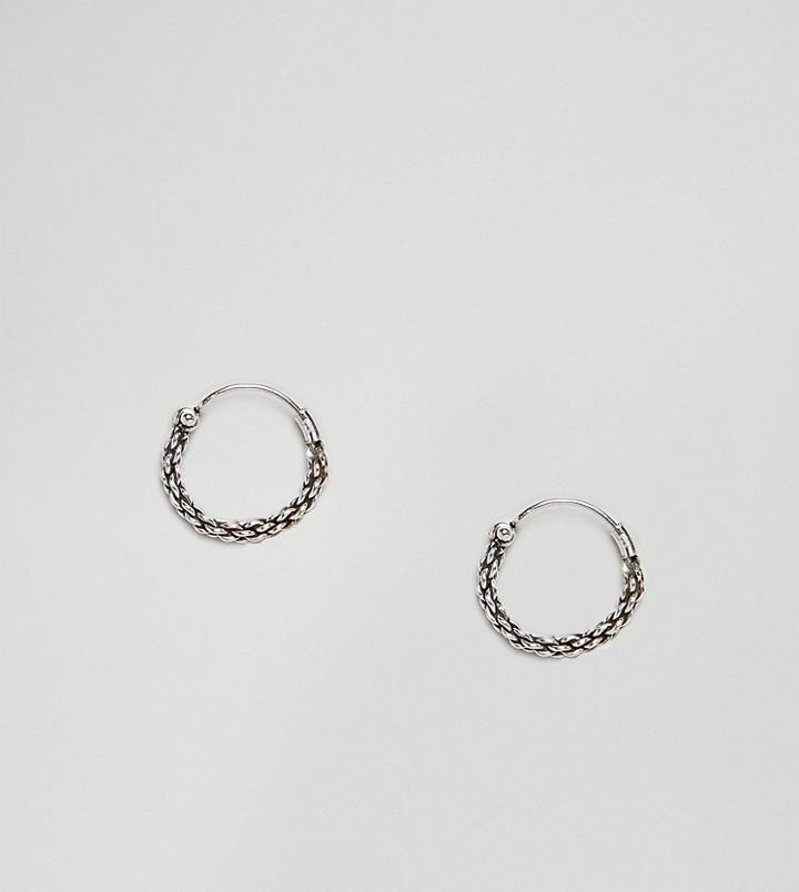 Asos Design Sterling Silver Woven Braid Hoop Earrings - Silver
