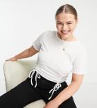 New Look Curve Ruched Side Top In Off White