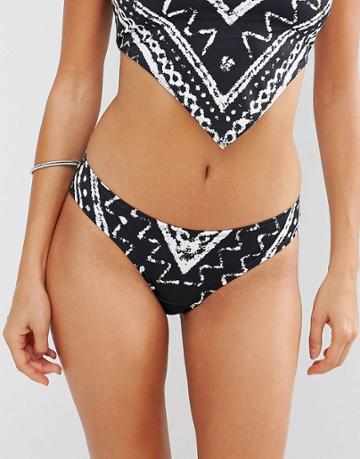 Your Eyes Lie Zig Zag Print Bikini Bottoms - Black