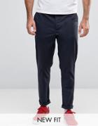Asos Tapered Chinos In Navy - Navy