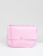 Asos Leather Minimal Stud Saddle Bag - Pink