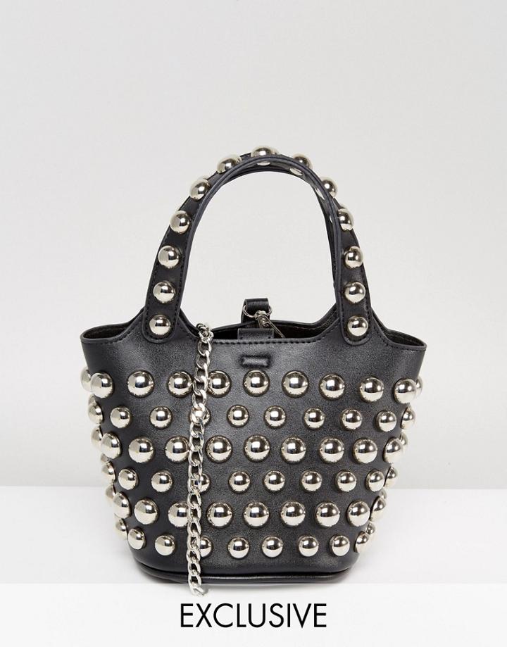 Sacred Hawk Statement Stud Cross Body Bag - Black