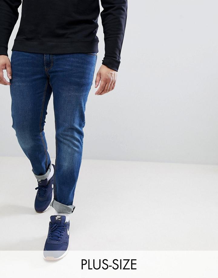 Replika Plus Axel Slim Fit Jeans In Stone Wash With Stretch - Blue