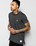 Criminal Damage Longline T-shirt With Size Zips - Black