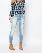 Replay Luz Mid Rise Skinny Jean With Bleach Effect - Blue