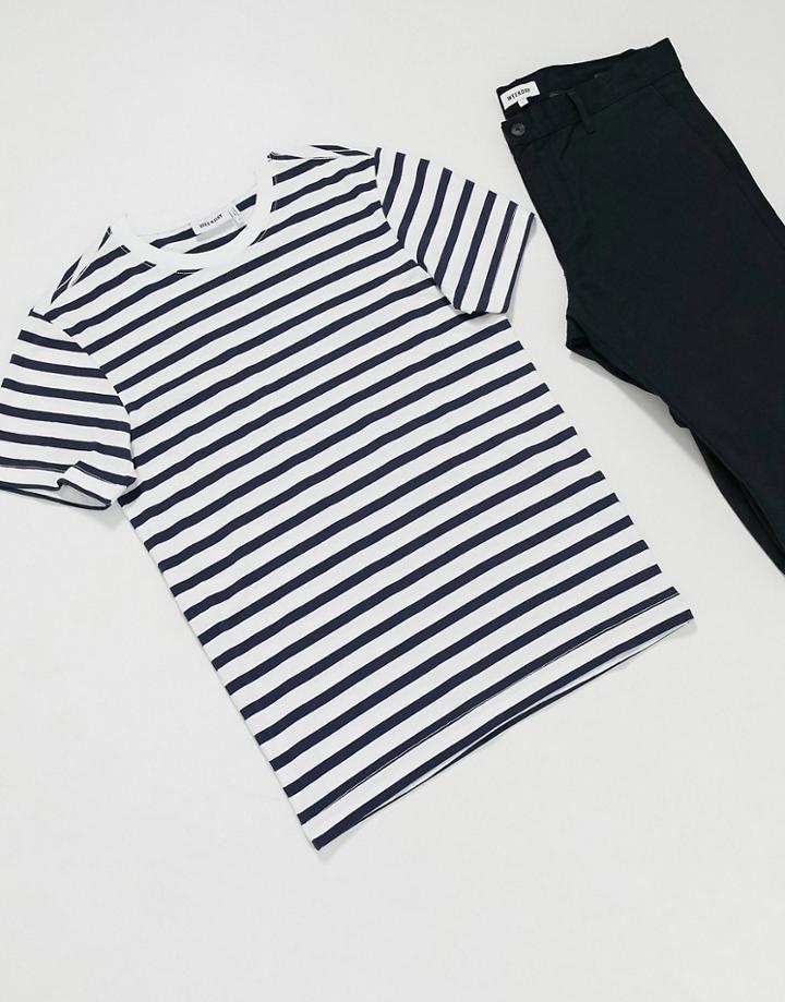 Weekday Standard Striped T-shirt In Navy