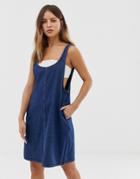 Noisy May Denim Pinafore Dress-blue