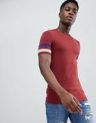 Asos Design Muscle Fit T-shirt With Sleeve Stripe - Multi