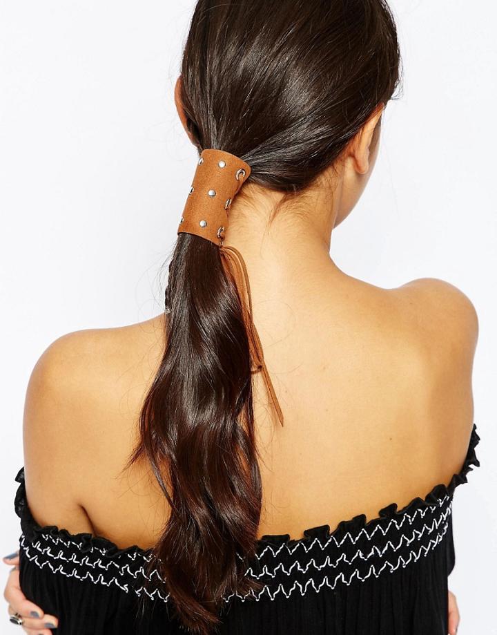 Asos Studded Suede Hair Wrap - Tan
