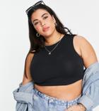 Asos Design Curve High Neck Super Crop Tank Top In Black