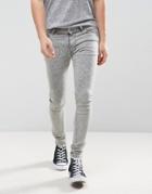 Asos Extreme Super Skinny Jeans In Light Gray Acid Wash - Gray