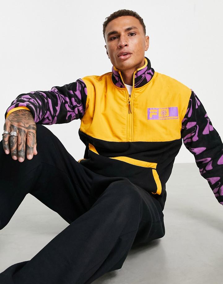 Fila Half Zip Color Blocked Fleece In Purple