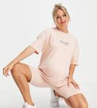 Missguided Maternity Legging Short And T-shirt Set In Pink