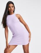 I Saw It First Ribbed Body-conscious Mini Dress In Lilac-purple