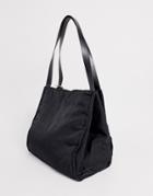 Asos Design Lightweight Shopper Bag With Double Compartments-black