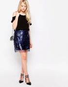 Jovonna Carcon Mini Skirt In Sequins - Blue