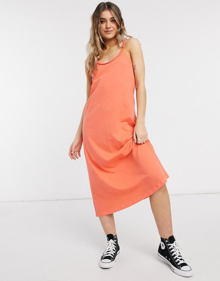Jdy Flet Strappy Midi Dress In Coral-pink