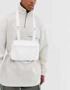 Asos Design Faux Leather Chest Harness Bag In White With Chain - White