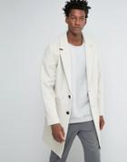 Asos Wool Mix Overcoat In Cocoon Fit In Ecru - Beige