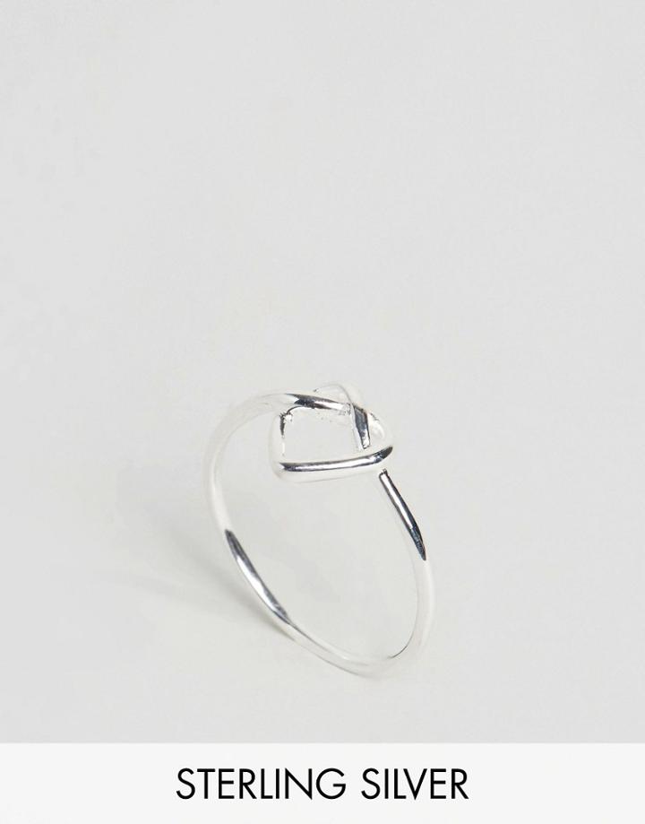 Asos Sterling Silver Heart Knot Ring - Silver