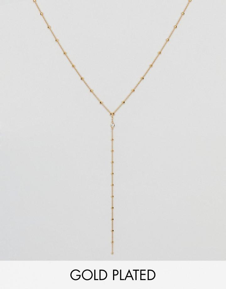 Dogeared Gold Plated Sparkle Bezel Y Beaded Chain Necklace With Swarovski Crystal - Gold