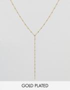 Dogeared Gold Plated Sparkle Bezel Y Beaded Chain Necklace With Swarovski Crystal - Gold