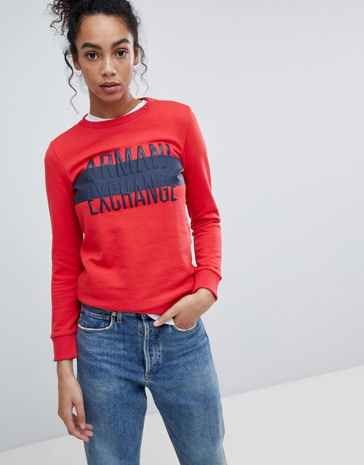 Armani Exchange Embossed Matte Logo Sweat - Red