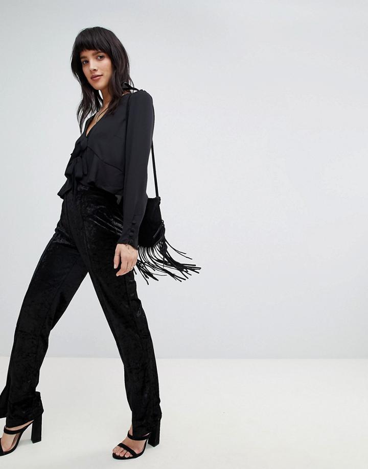 Vero Moda Split Hem Pants - Black