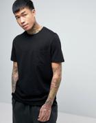 Asos T-shirt With Pocket And Side Vents In Black - Black