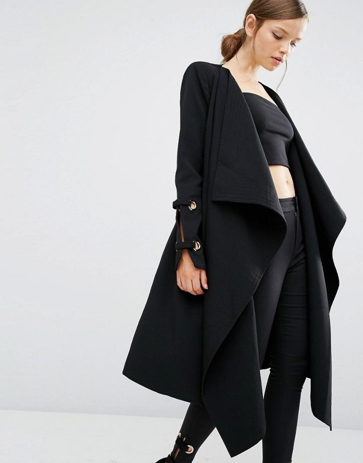 Asilio Golden Rules Coat With Eyelet Details - Black