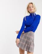 Asos Design Check Mini Wrap Skirt With Rhinestone Trim-multi