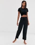 Pour Moi Dusk High Waist Wide Leg Pyjama Pants-black