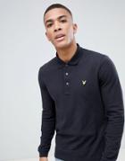 Lyle & Scott Long Sleeve Polo Shirt In Black - Black