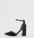 Raid Wide Fit Katy Black Croc Effect Block Heeled Shoes