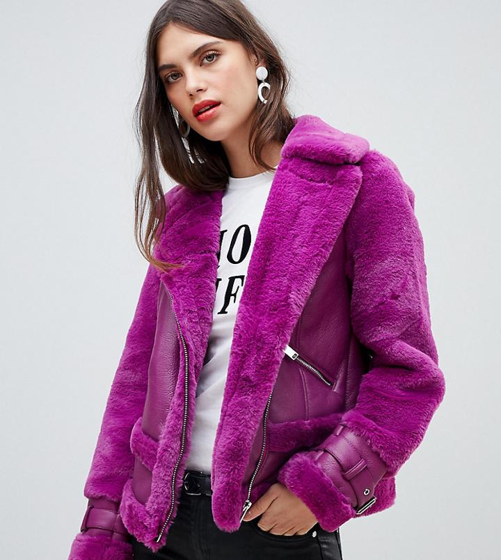 River Island Aviator Jacket In Purple - Purple