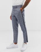Only & Sons Slim Fit Suit Pants In Check With Side Stripe - Gray