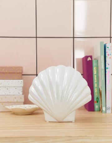 Sil Pearlised Shell Money Box - White