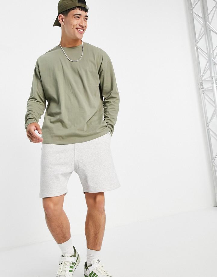 New Look Long Sleeve Oversized T-shirt In Khaki-green