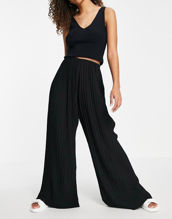 & Other Stories Recycled Plisse Pants In Black - Part Of A Set