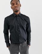 Ted Baker Slim Fit Smart Shirt In Black - Black