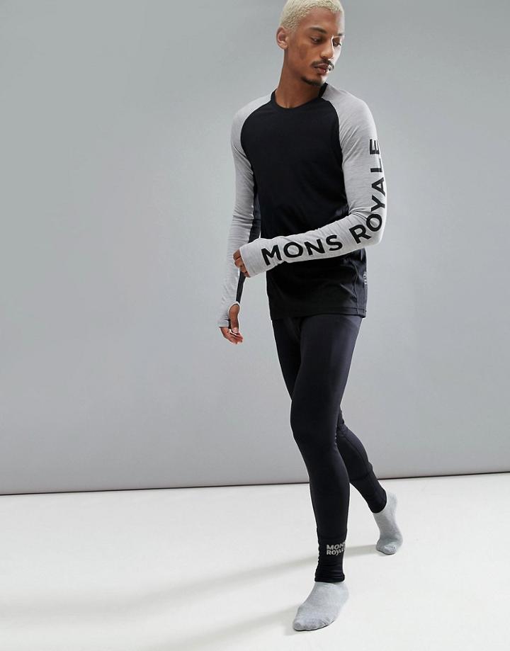 Mons Royale Jon Snow Baselayer Leggings In Merino - Black