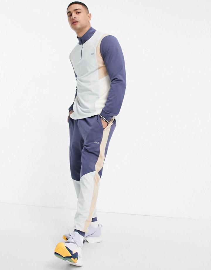 Asos 4505 Skinny Training Sweatpants With Contrast Panels-blues