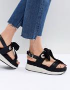 Tommy Jeans Lace Up Platform Sandals - Black