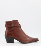 Asos Design Wide Fit Cuban Heel Western Chelsea Boots In Brown Leather With Strap