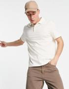 Asos Design Jersey Polo In Off White